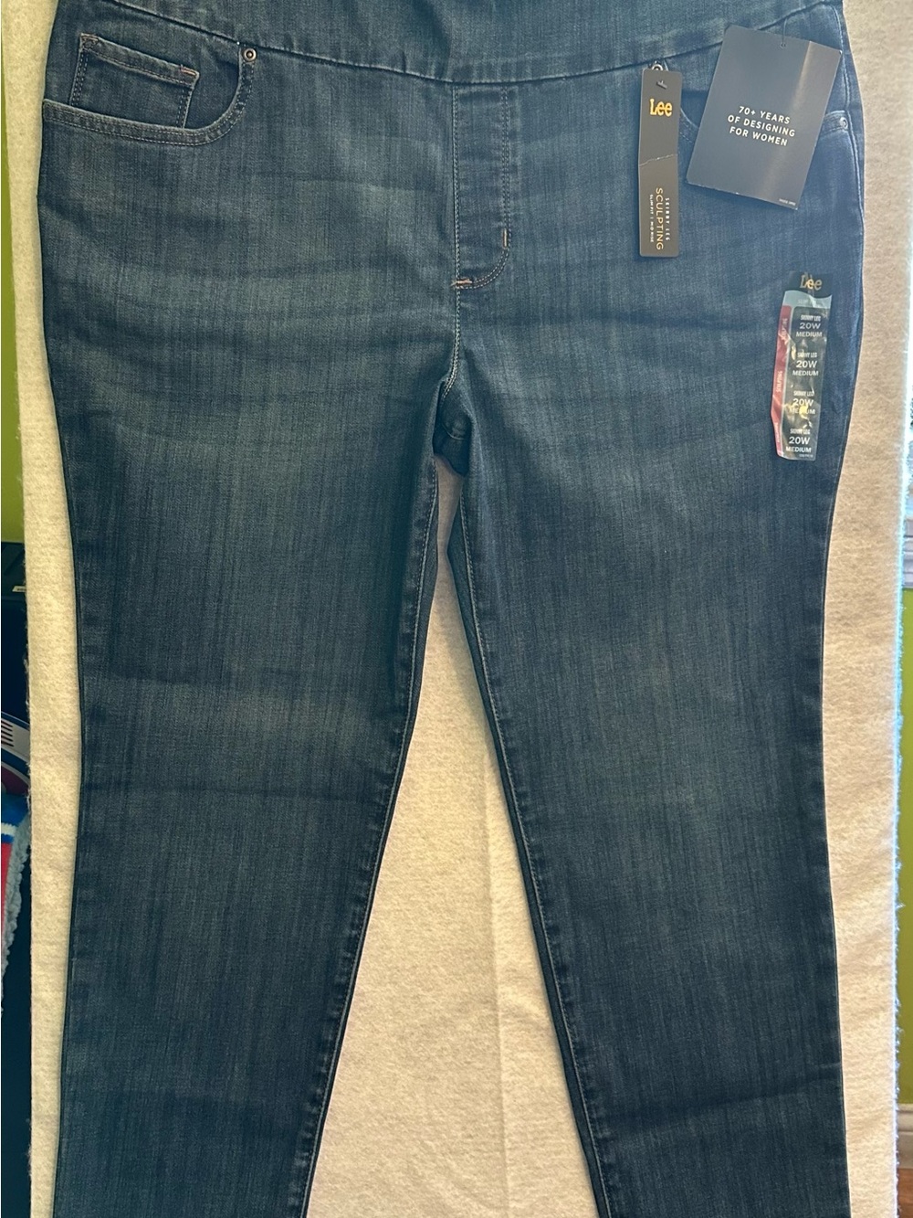 NWT Lee Sculpting Slim Fit Skinny Pull On Jeans Plus Size 20W Medium Landslide